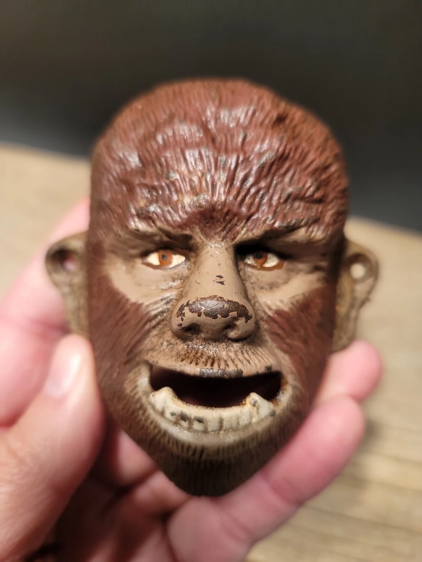 Cast Iron folk art Wolf Man Wall mount Bottle Opener - 2