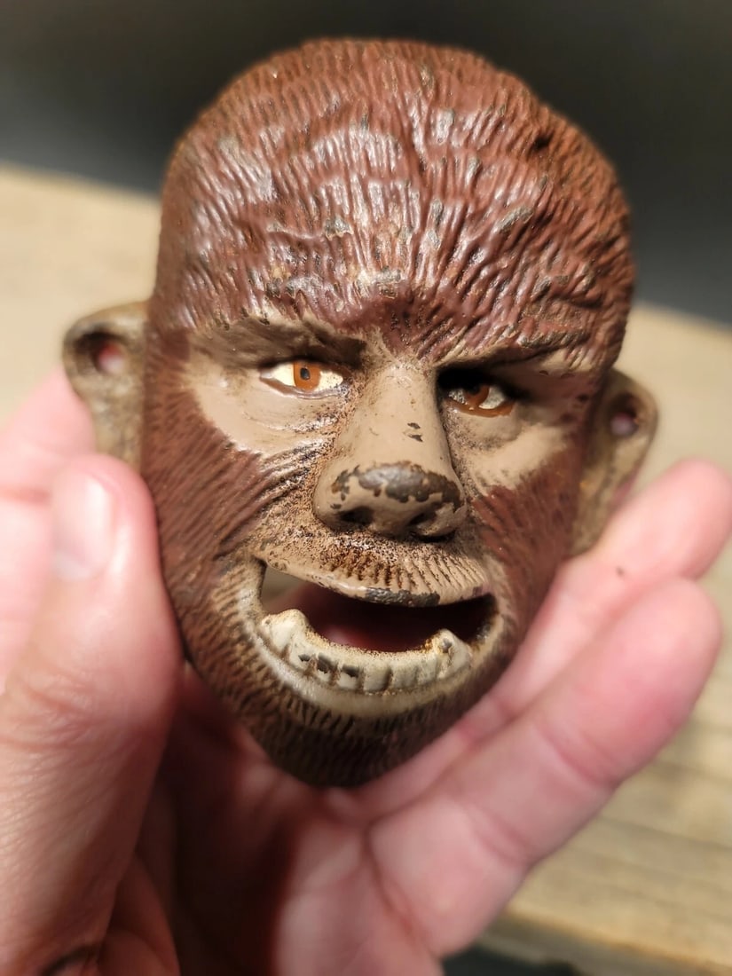 Cast Iron folk art Wolf Man Wall mount Bottle Opener - 9