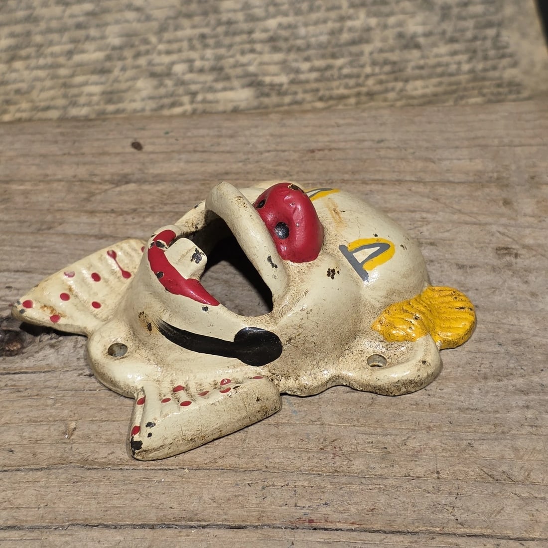 Cast Iron wall mount folk art Clown Beer Bottle Opener - 10
