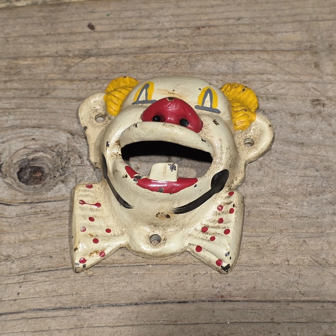 Cast Iron wall mount folk art Clown Beer Bottle Opener - 11