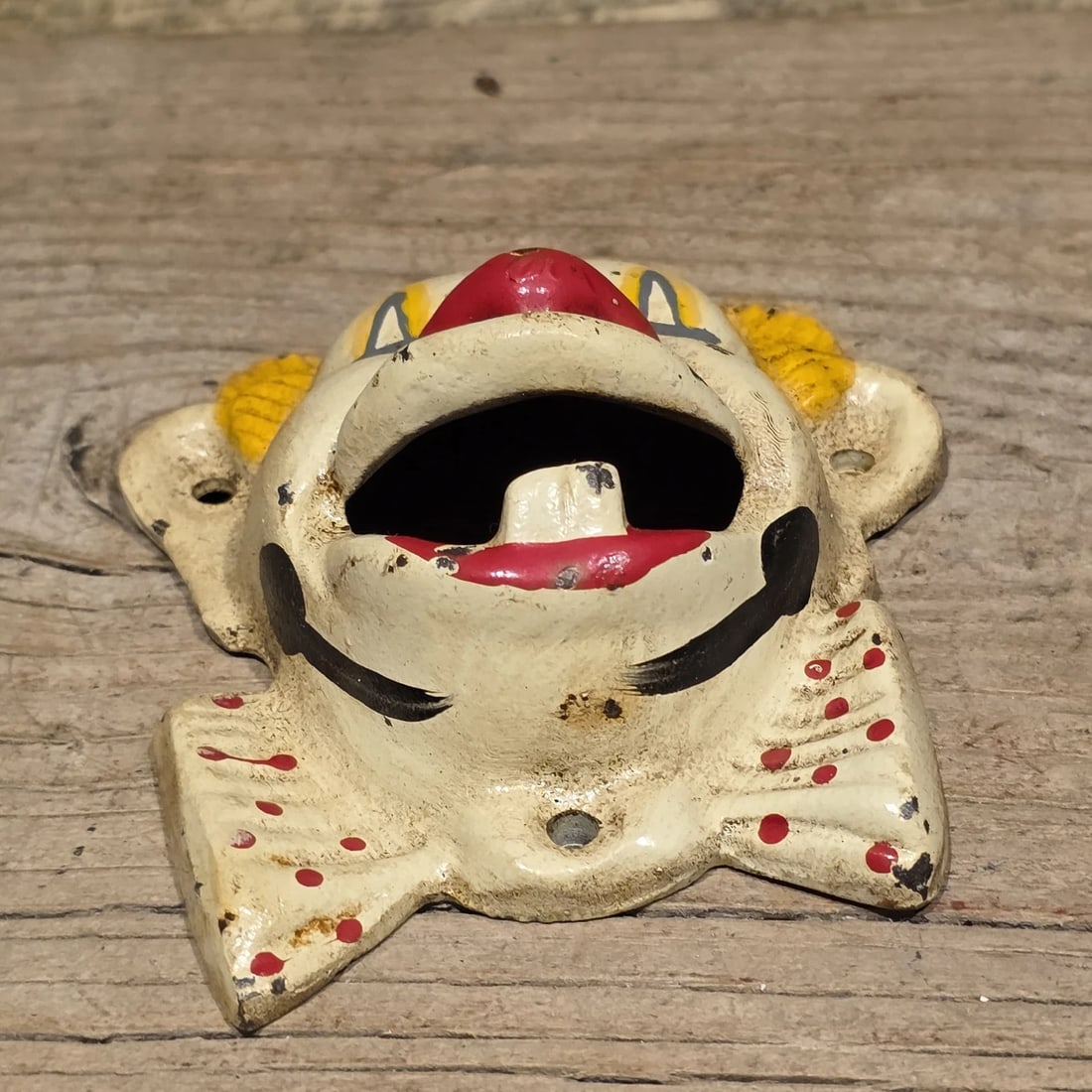 Cast Iron wall mount folk art Clown Beer Bottle Opener - 4
