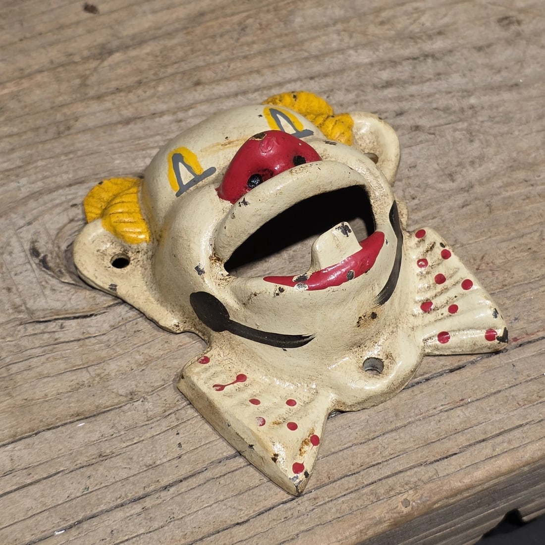 Cast Iron wall mount folk art Clown Beer Bottle Opener - 5