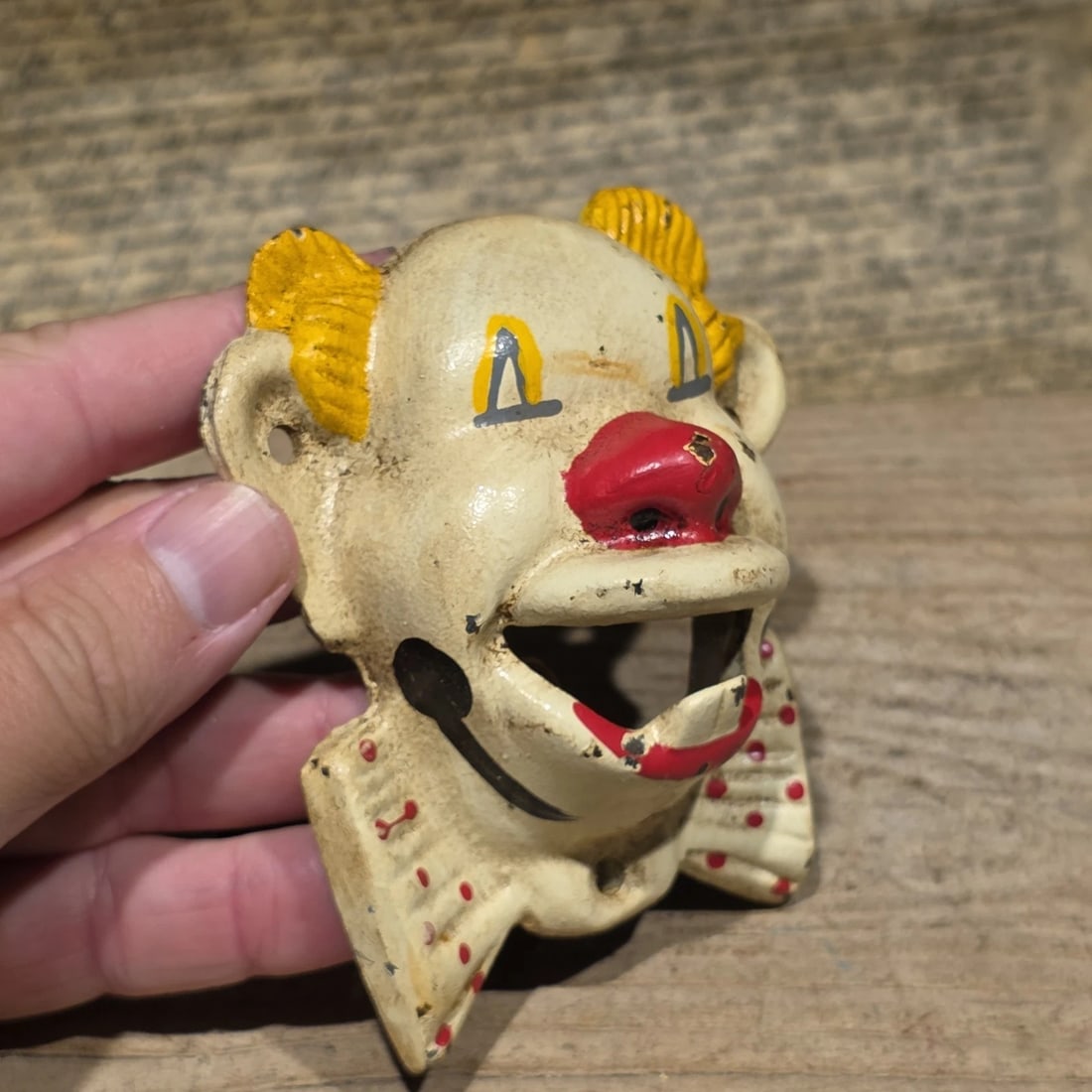 Cast Iron wall mount folk art Clown Beer Bottle Opener - 6