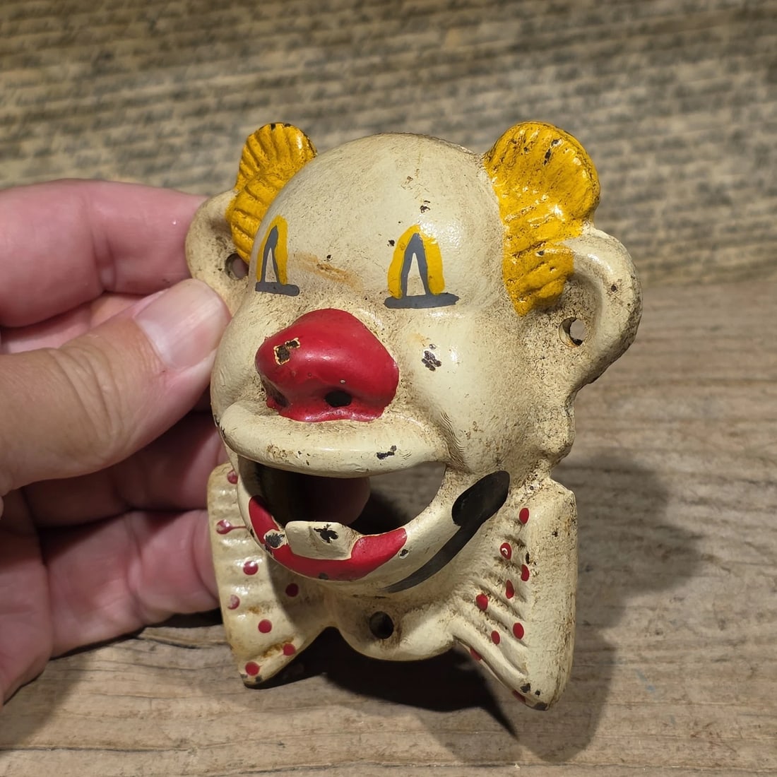 Cast Iron wall mount folk art Clown Beer Bottle Opener - 8