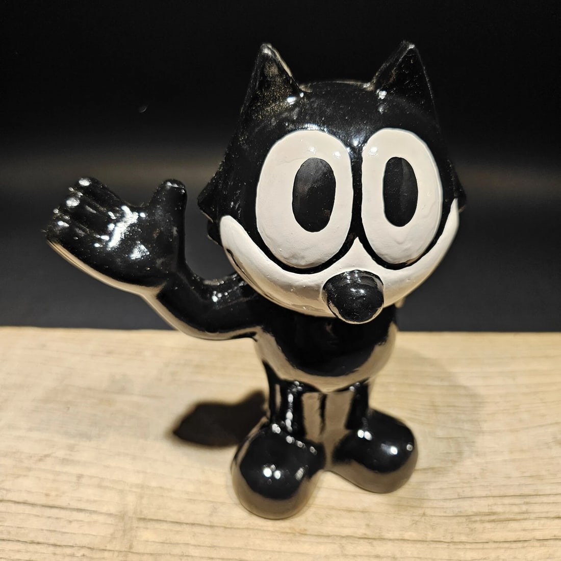 8 1/2" Black Cast Iron Felix Coin Bank - 12