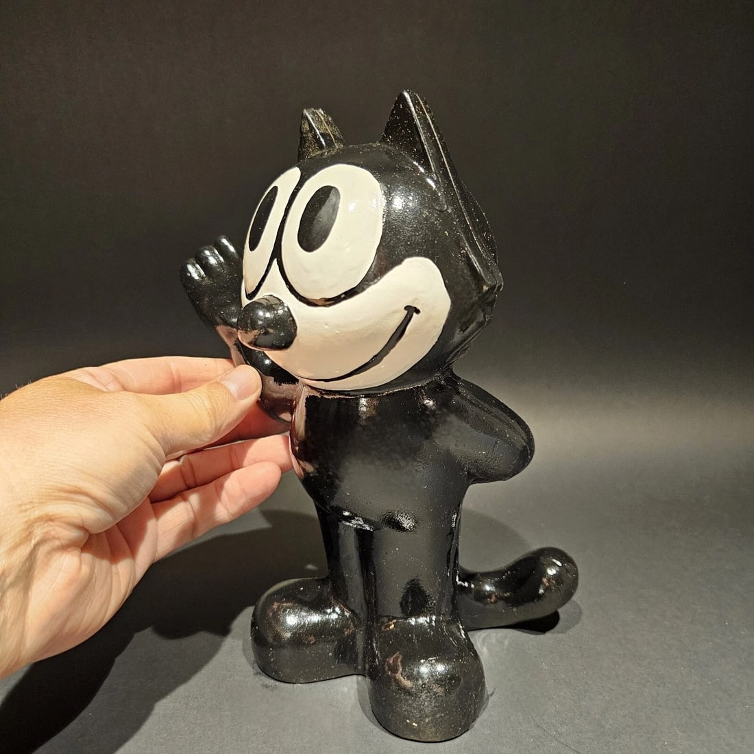 8 1/2" Black Cast Iron Felix Coin Bank - 3