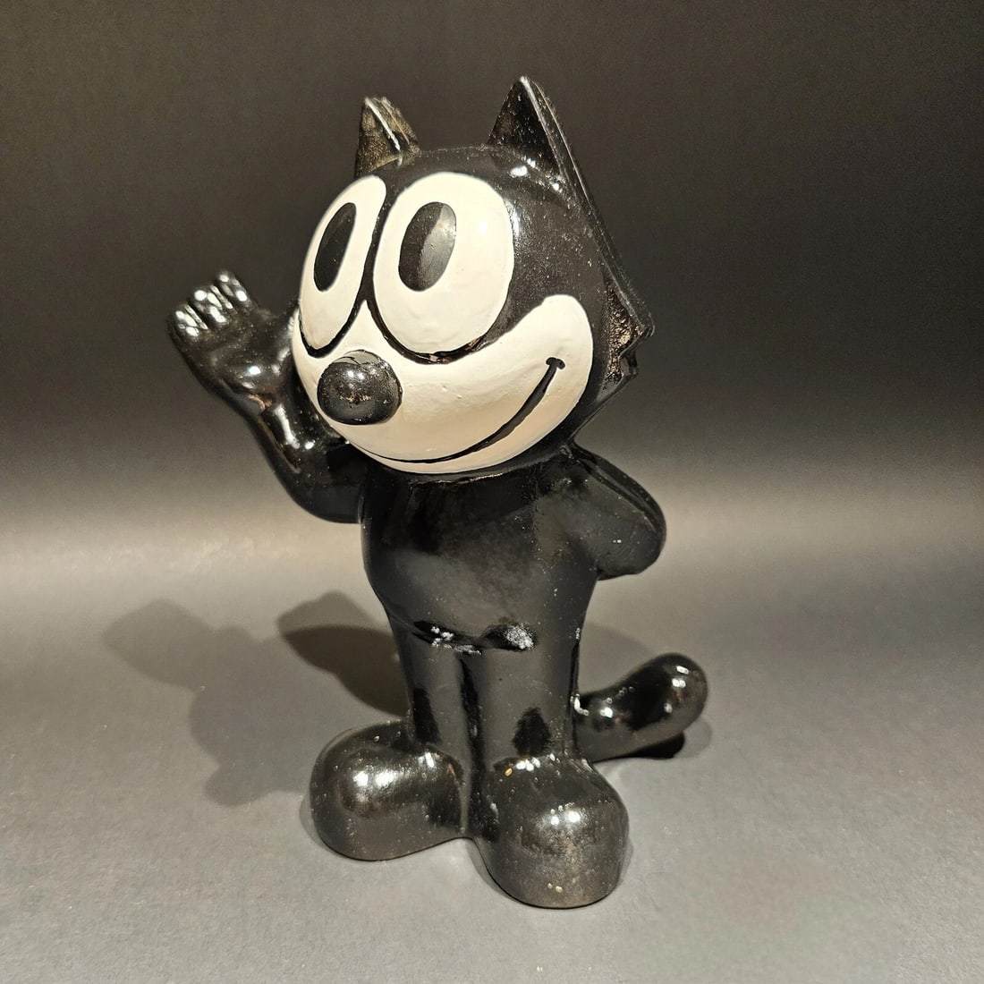 8 1/2" Black Cast Iron Felix Coin Bank - 6