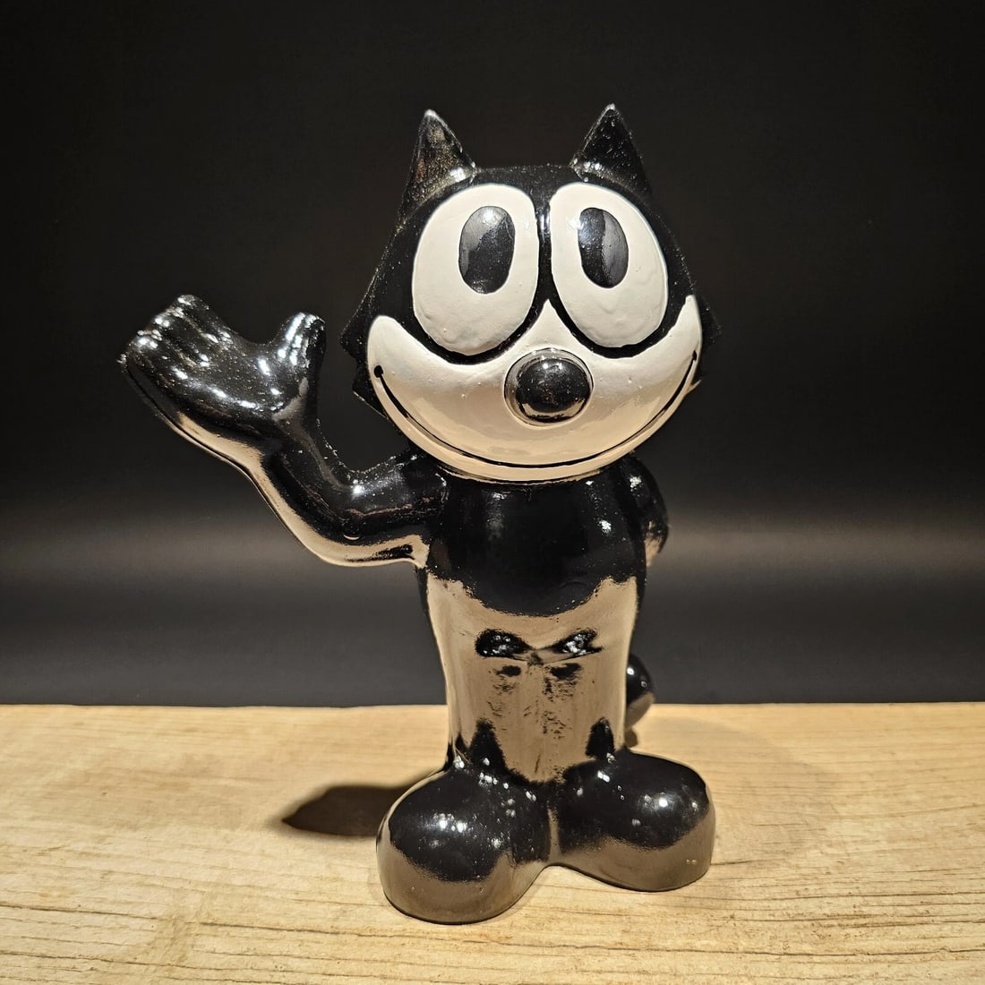 8 1/2" Black Cast Iron Felix Coin Bank - 8