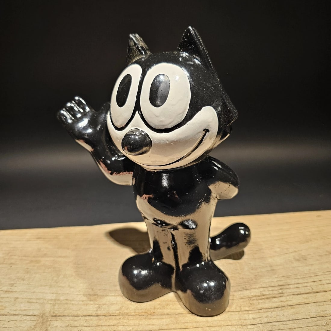 8 1/2" Black Cast Iron Felix Coin Bank - 9