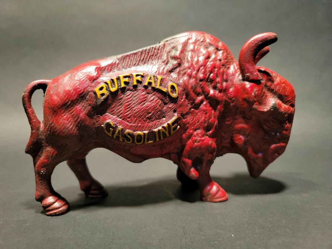 Buffalo Gasoline Cast Iron Coin Bank - 11