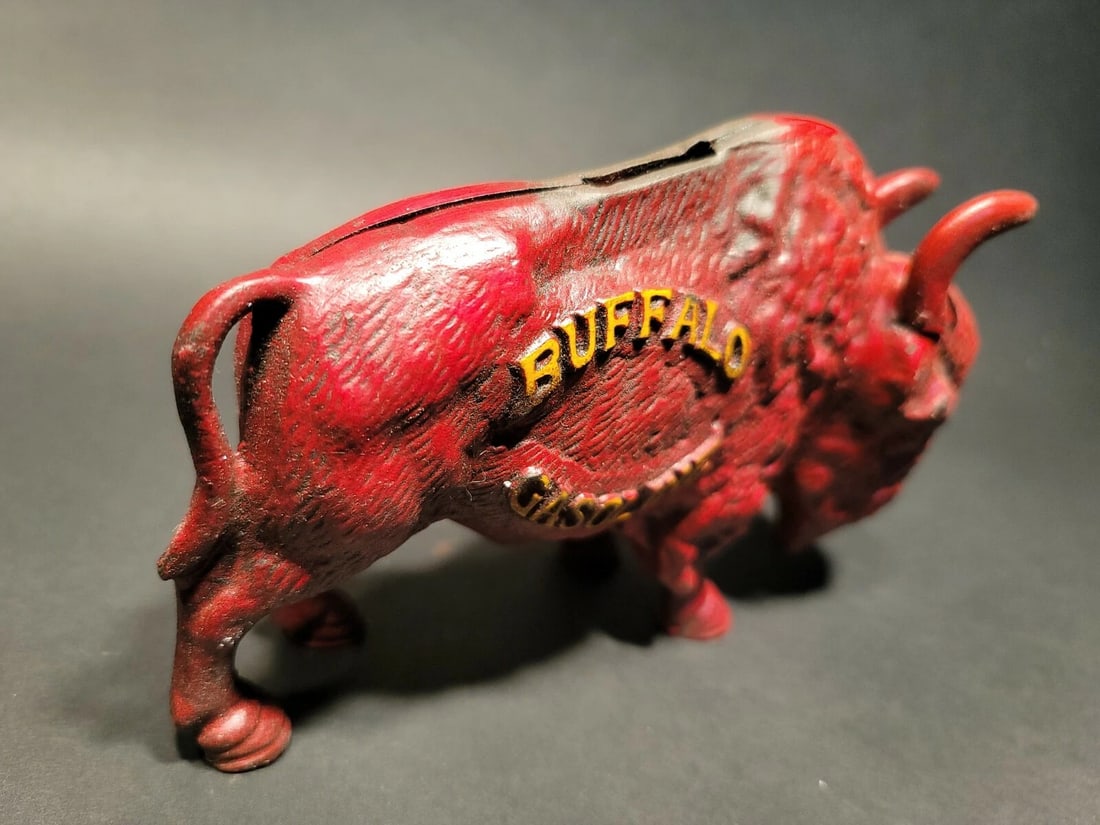 Buffalo Gasoline Cast Iron Coin Bank - 12