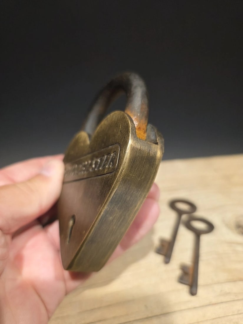 Brass Heart Winchester Firearms Ammo Box Padlock Lock - 13
