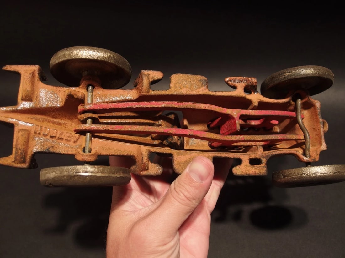 Cast Iron Toy Race Car w Moving Flames "Hubley" - 2