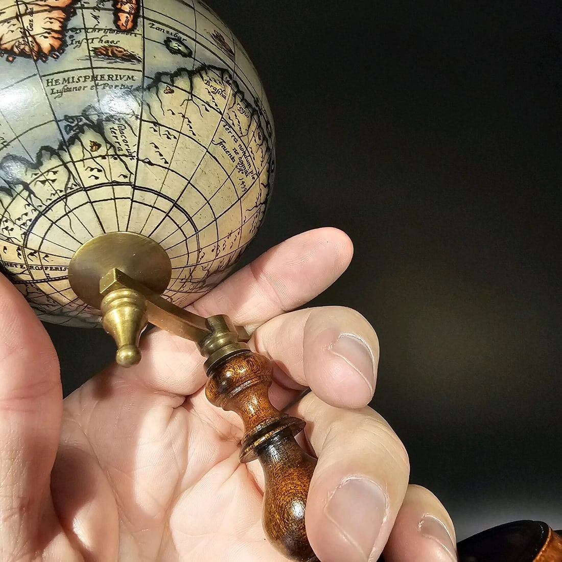 Old World Style 8" Globe w Turned Wood Stand - 10