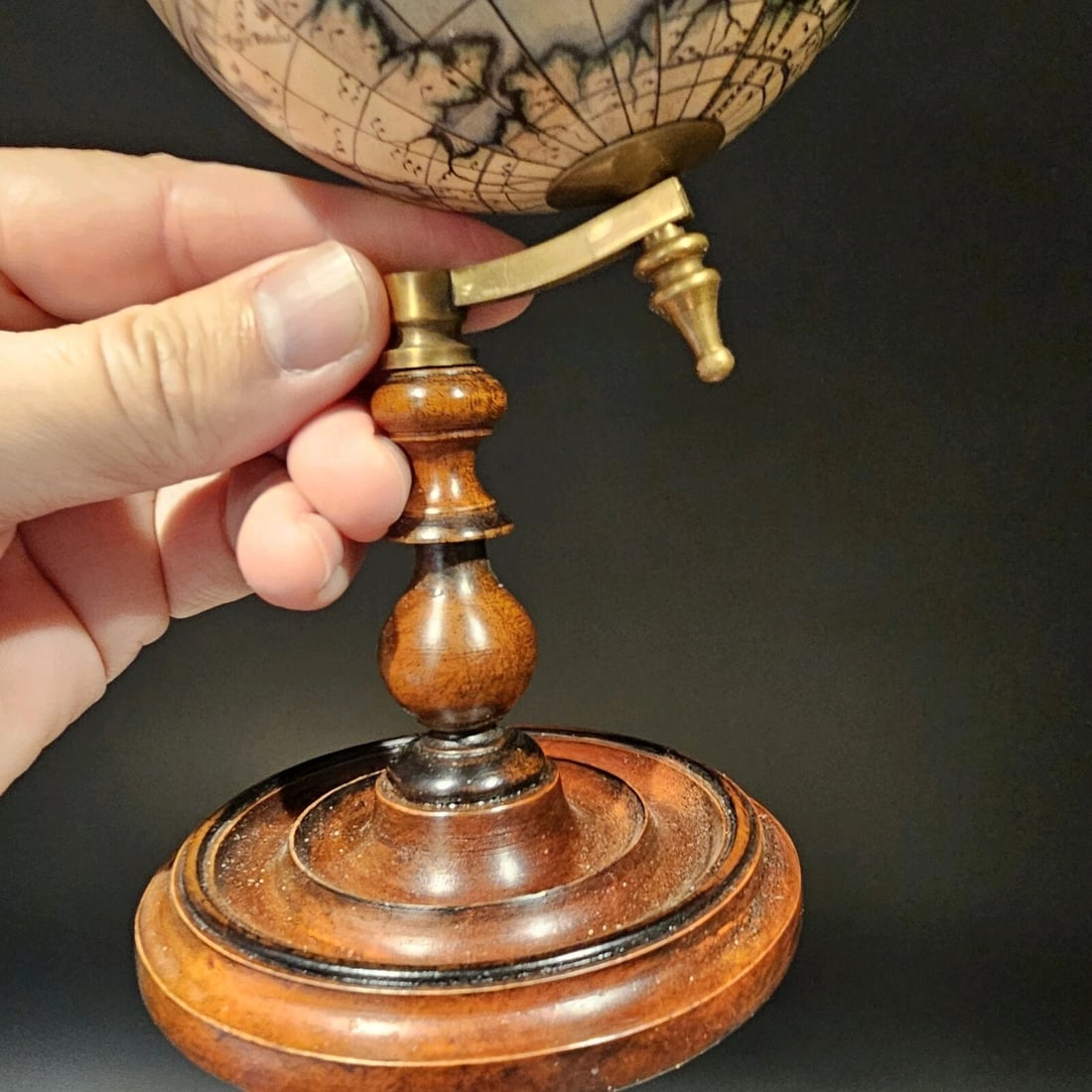Old World Style 8" Globe w Turned Wood Stand - 4
