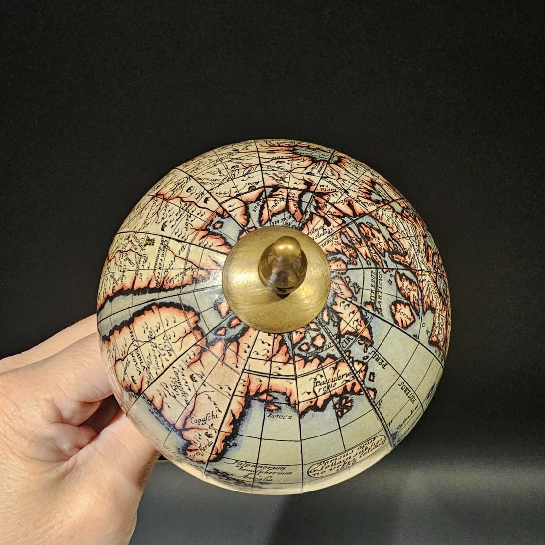 Old World Style 8" Globe w Turned Wood Stand - 6