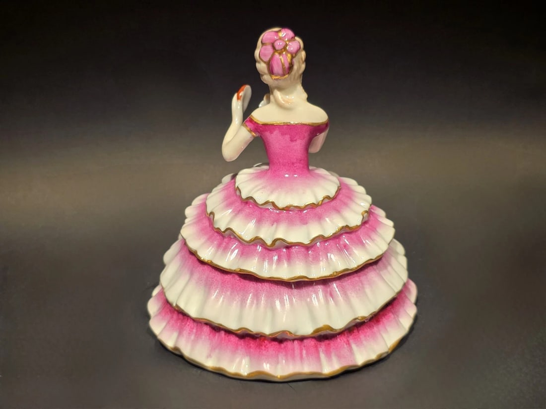 6" Porcelain Half Doll Powder Box Lady Figurine Vanity Trinket - 8