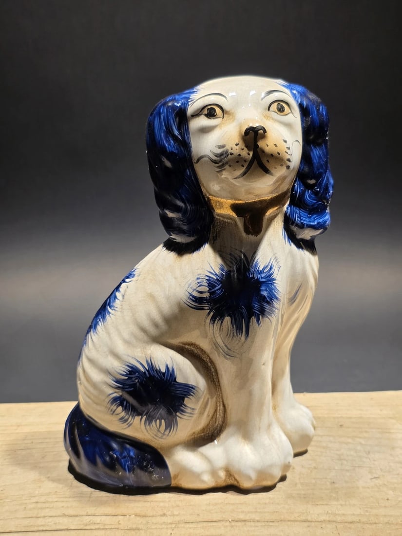8" Blue Staffordshire Spaniel Dog Figurine - 11