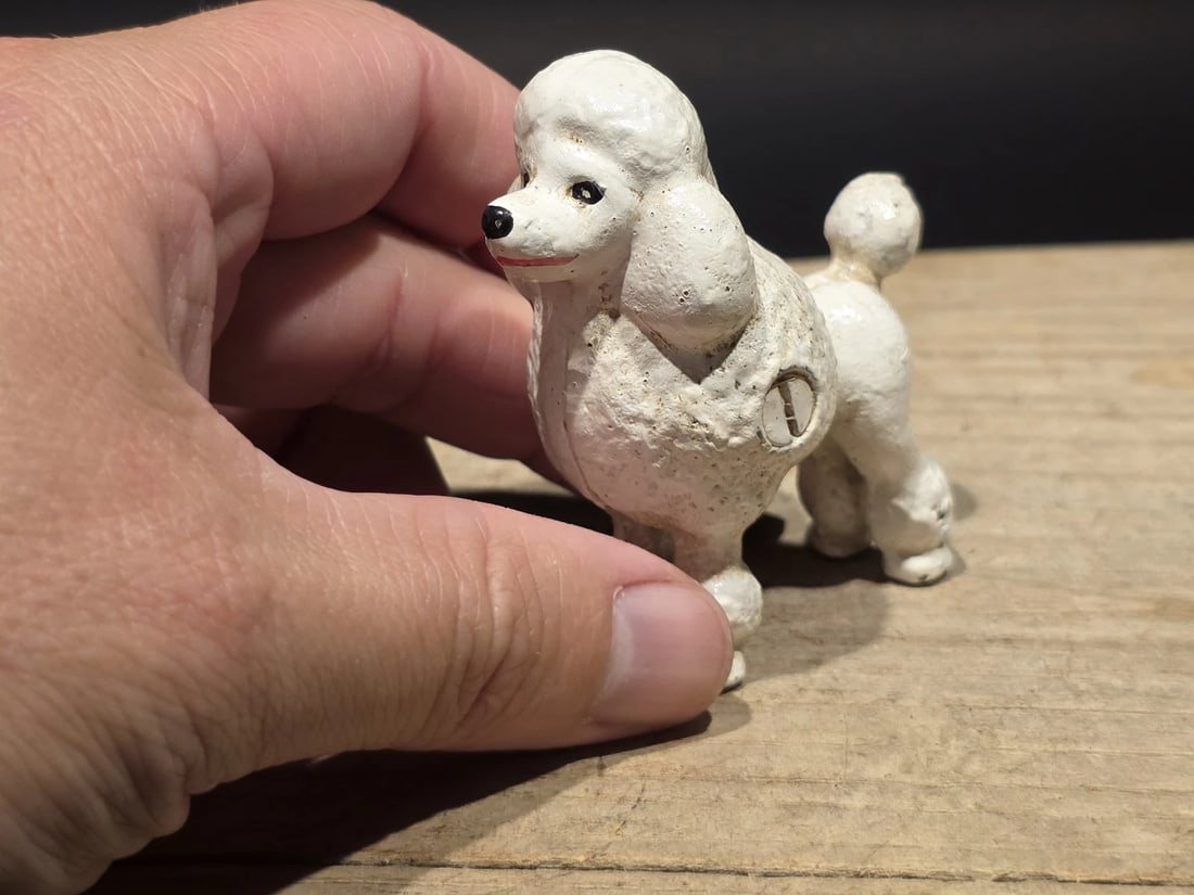 Cast Iron Poodle Dog Figurine White Poodle Statue - 10