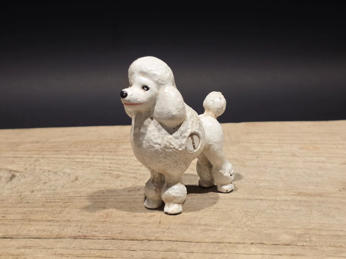 Cast Iron Poodle Dog Figurine White Poodle Statue - 4