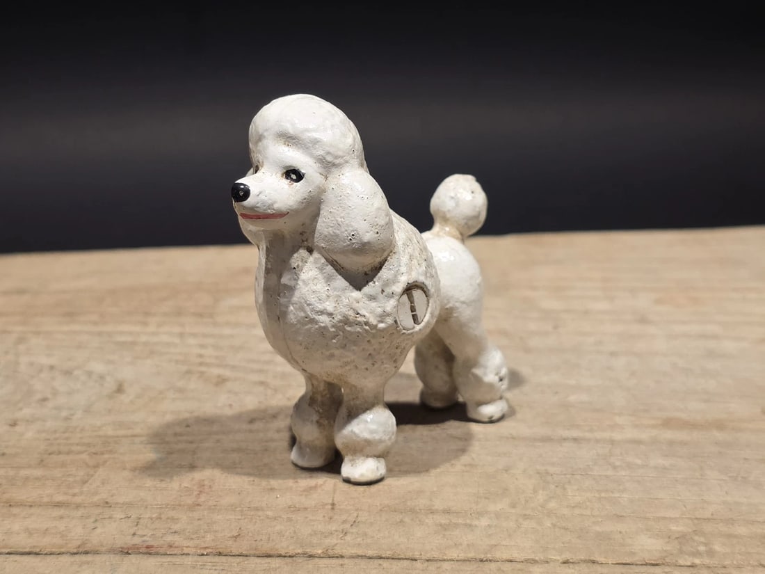 Cast Iron Poodle Dog Figurine White Poodle Statue - 5