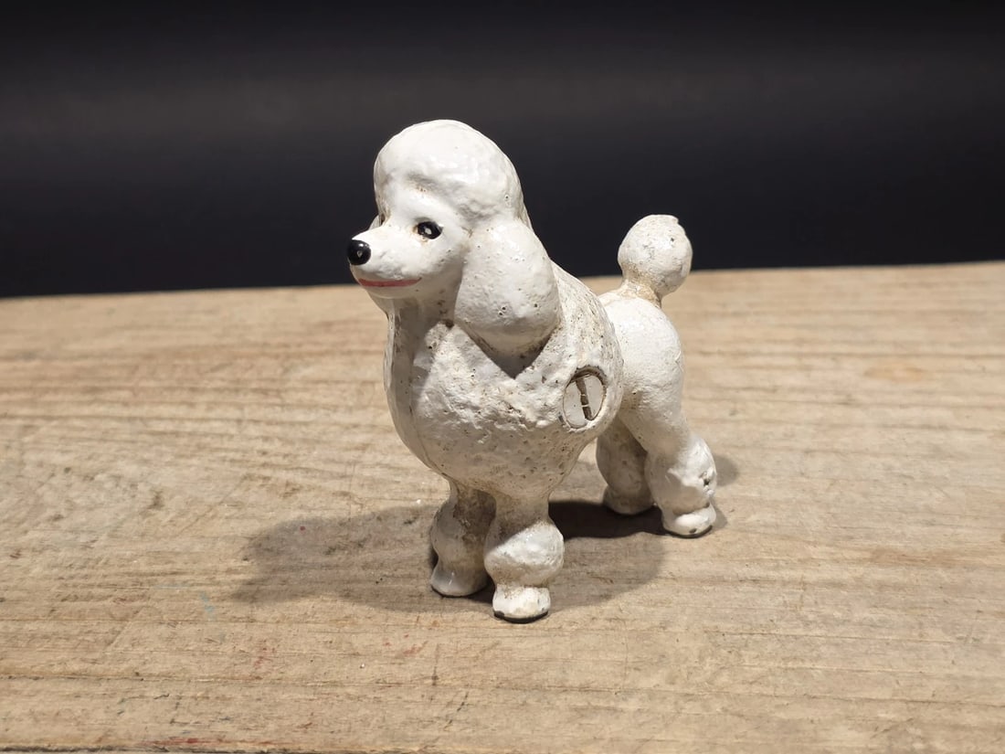 Cast Iron Poodle Dog Figurine White Poodle Statue - 8
