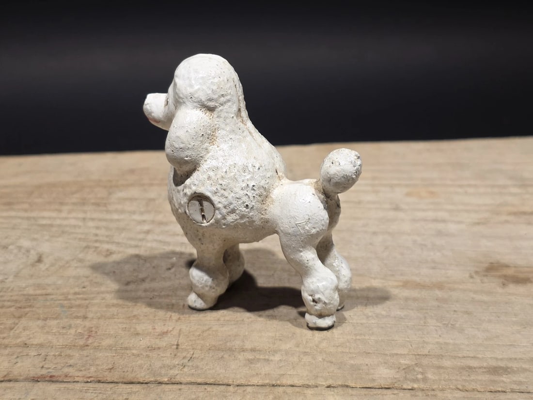 Cast Iron Poodle Dog Figurine White Poodle Statue - 9