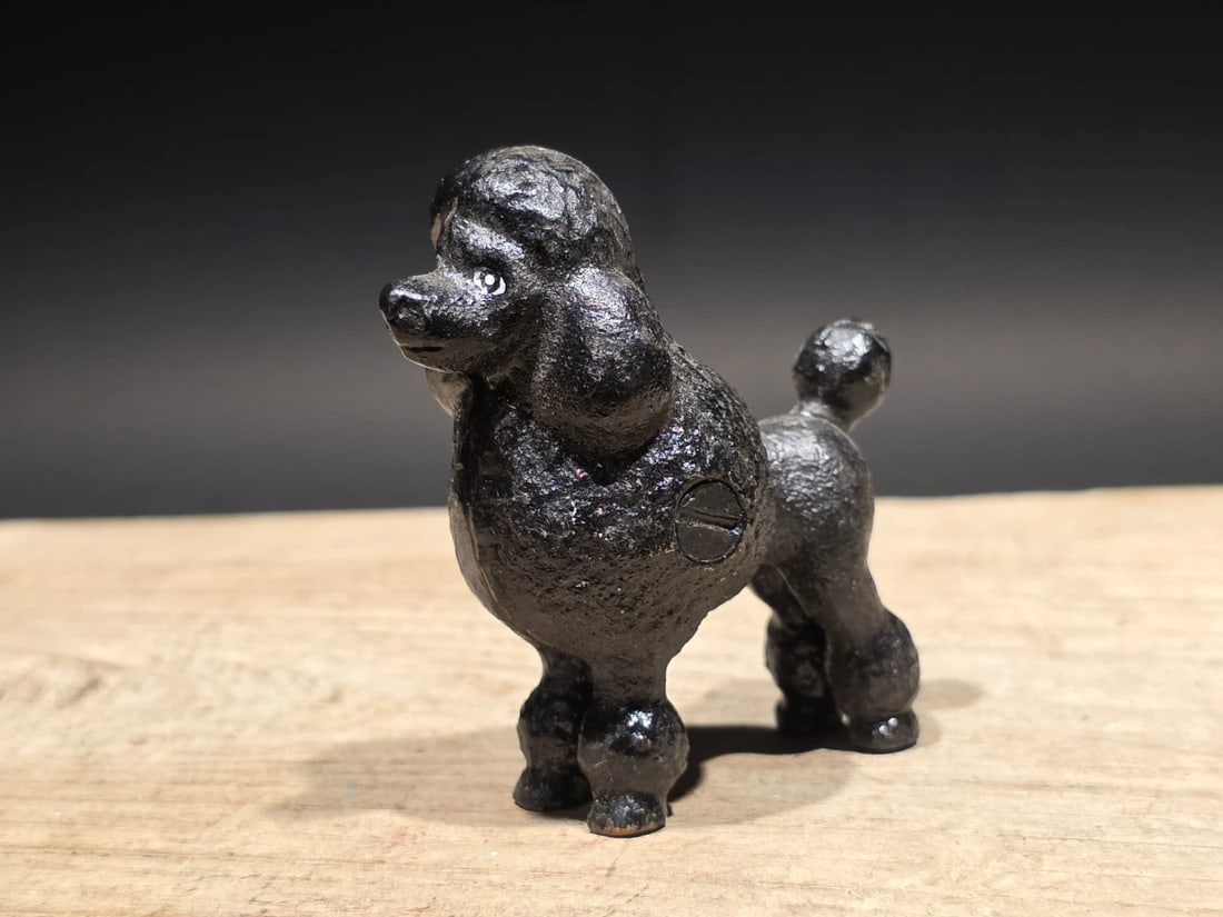 Cast Iron Poodle Dog Figurine Black Poodle Statue - 10