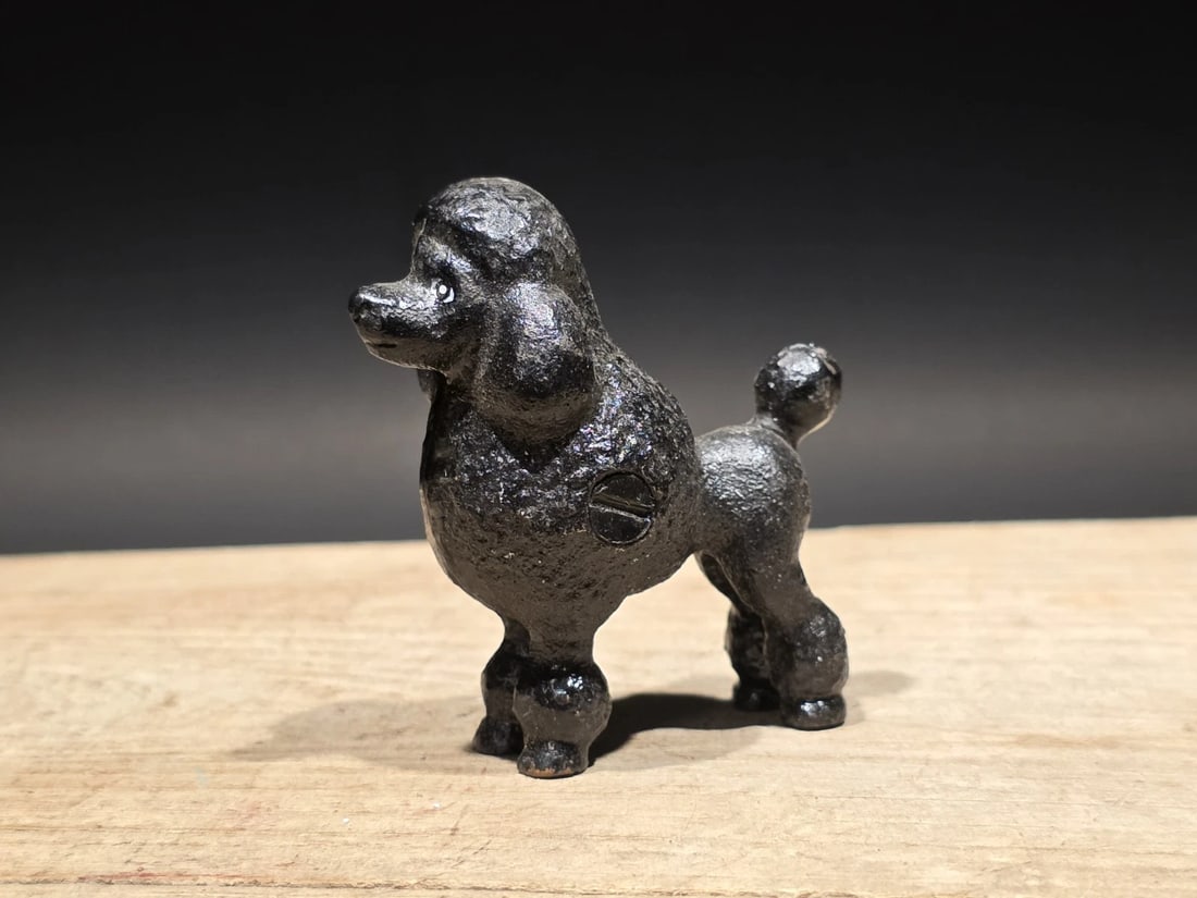 Cast Iron Poodle Dog Figurine Black Poodle Statue - 2