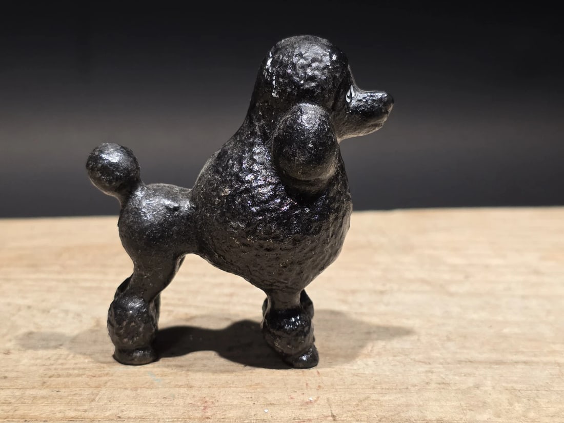Cast Iron Poodle Dog Figurine Black Poodle Statue - 3