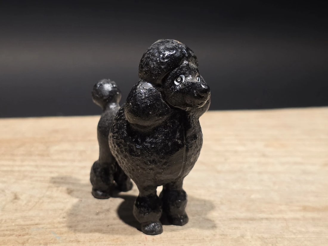 Cast Iron Poodle Dog Figurine Black Poodle Statue - 4