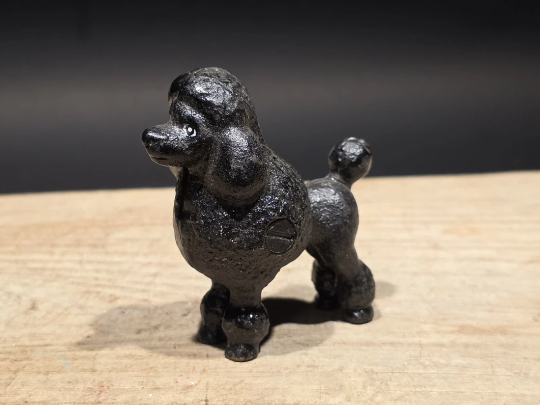 Cast Iron Poodle Dog Figurine Black Poodle Statue - 5