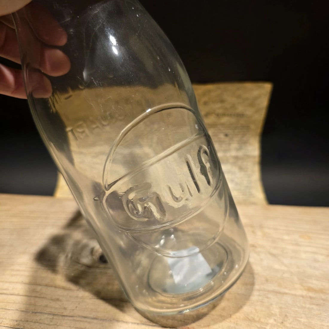 1930s Style Glass Gulf Oil Bottle w Spout - 9