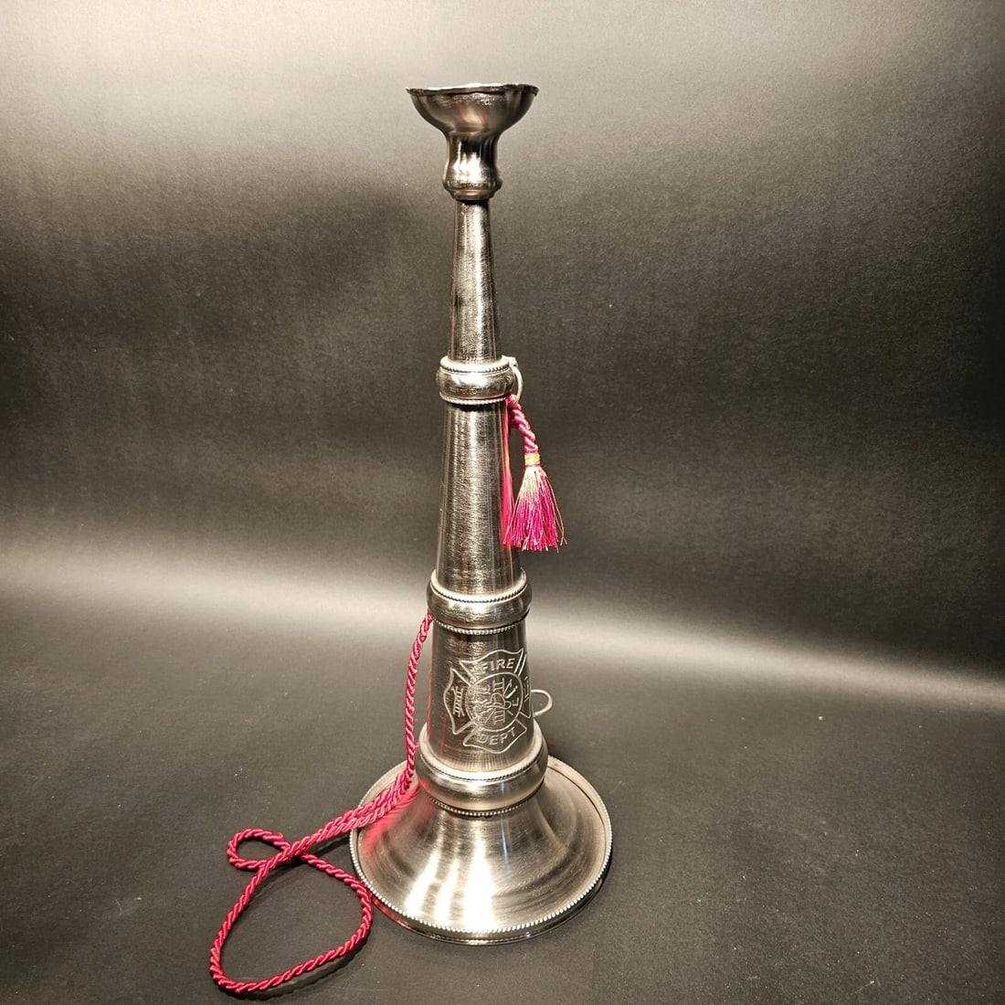 16 1/2" Silver Fireman Presentation Speaking Trumpet - 13