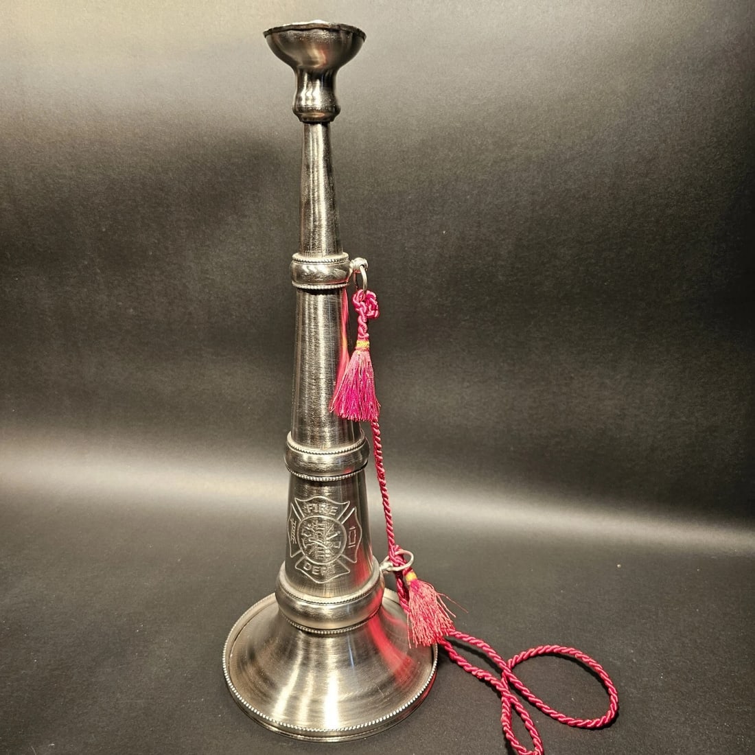 16 1/2" Silver Fireman Presentation Speaking Trumpet - 14