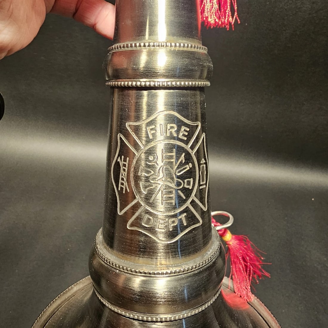 16 1/2" Silver Fireman Presentation Speaking Trumpet - 15
