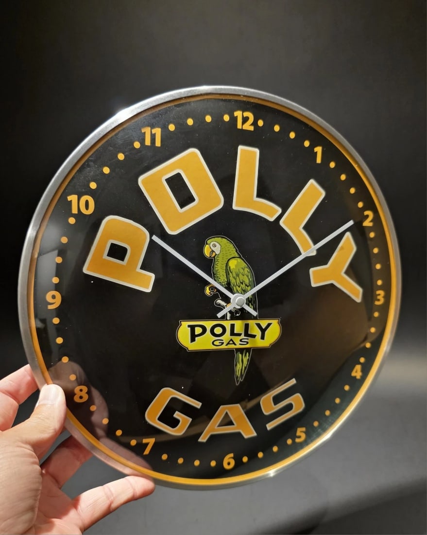 Round Polly Gas Oil Wall Clock Sign - 3
