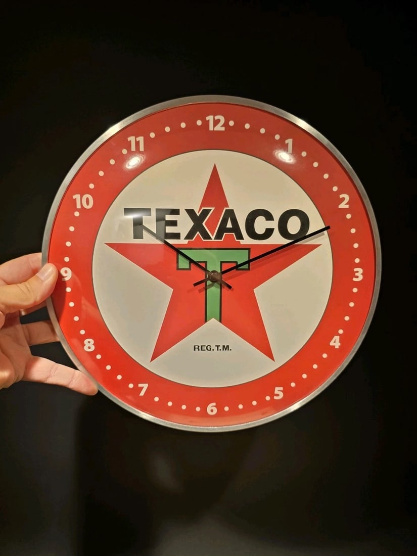 12" Round Texaco Gasoline Oil Wall Clock Sign - 7