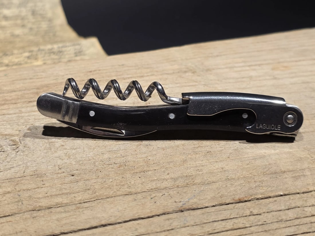 Laguiole Corkscrew with Black Horn Handles Leather Pouch - 11