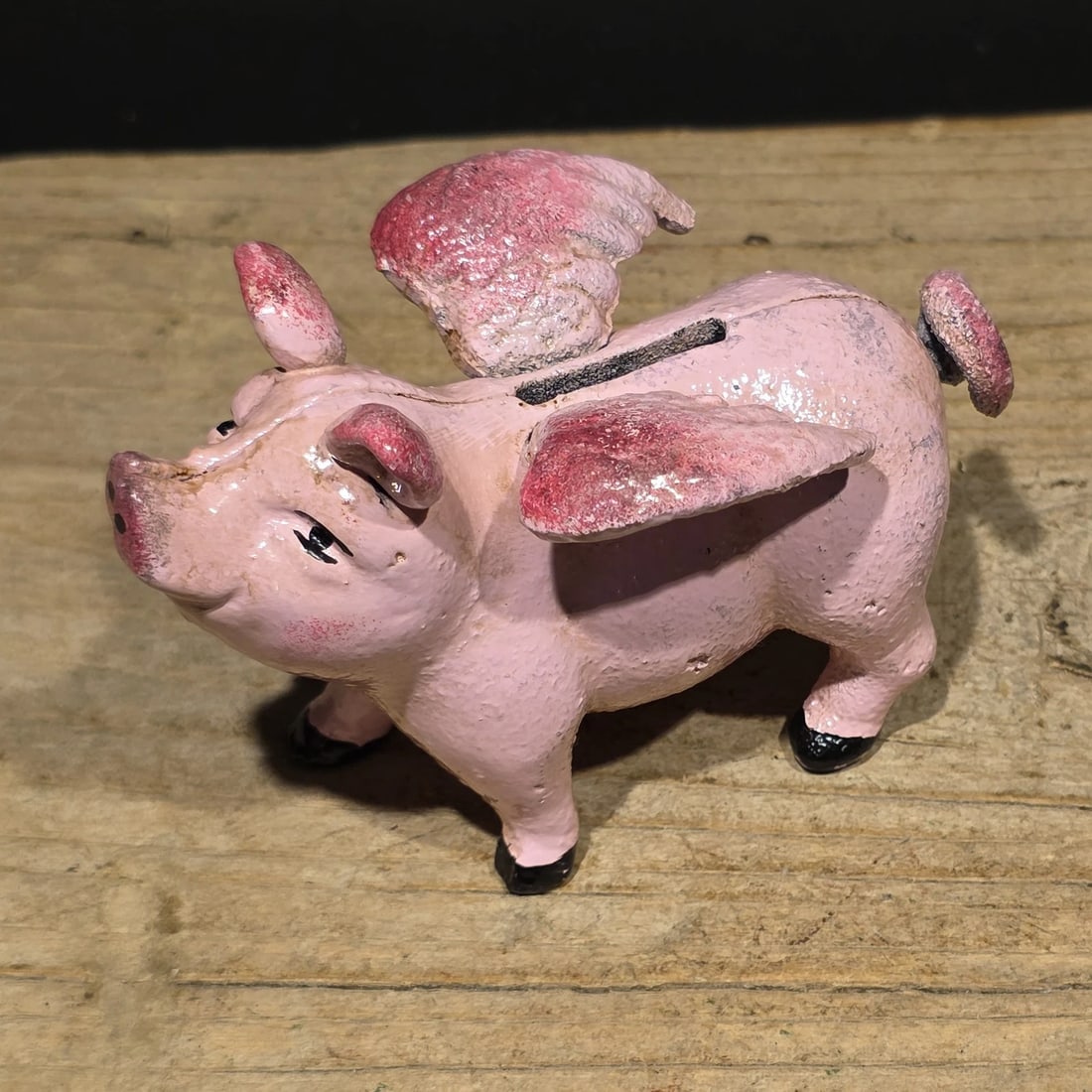 4" Cast Iron Flying Pig Coin Bank - 10