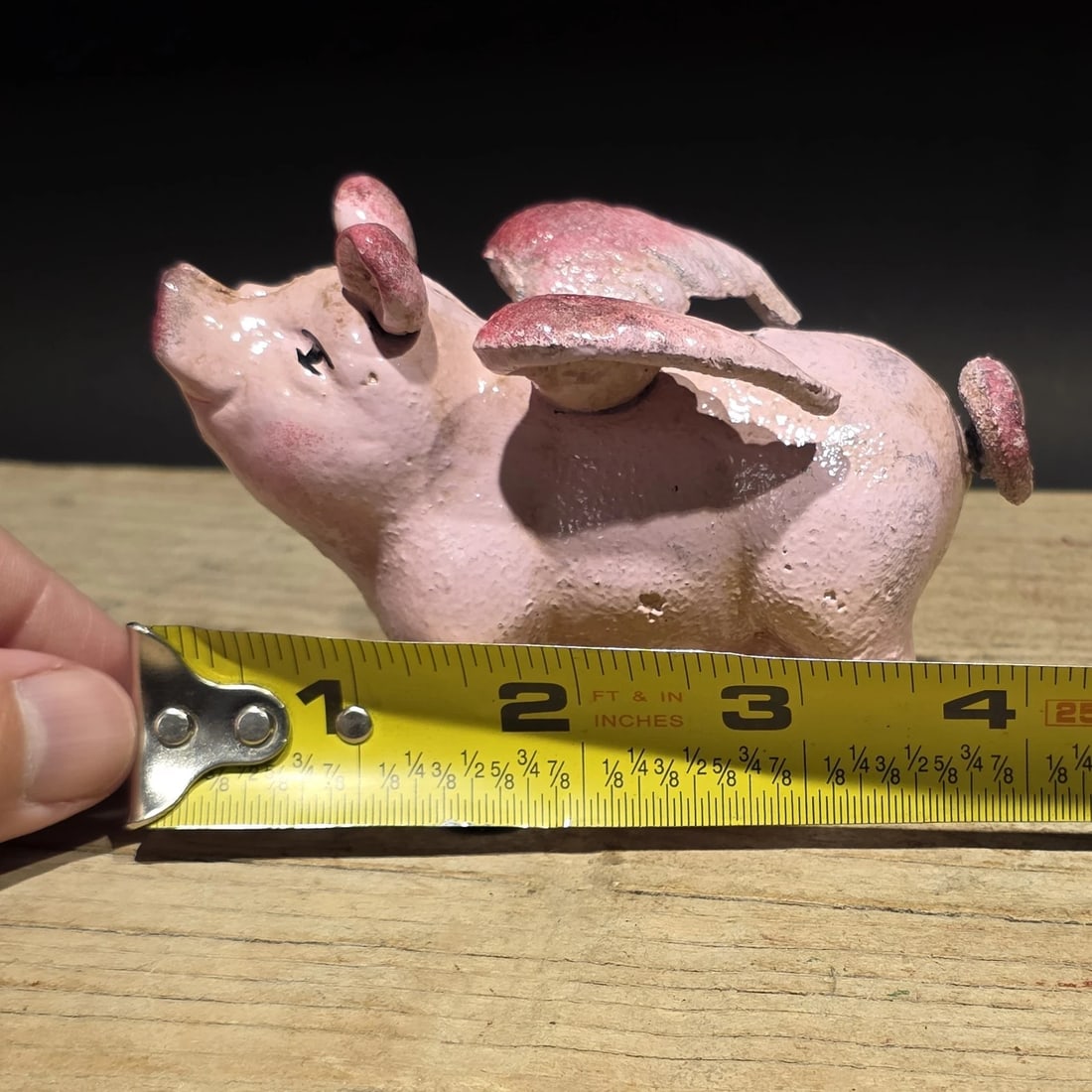4" Cast Iron Flying Pig Coin Bank - 12