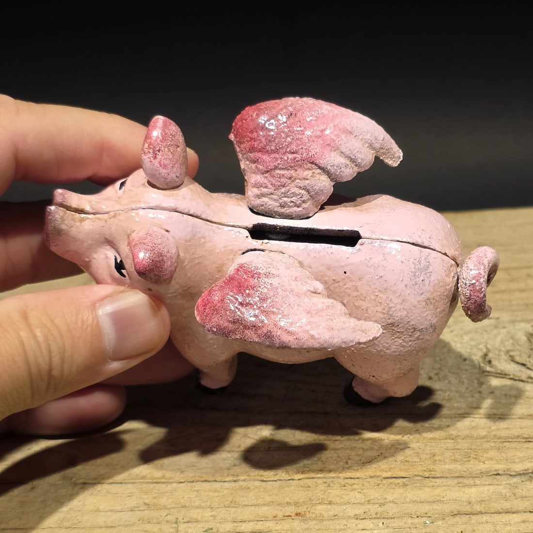 4" Cast Iron Flying Pig Coin Bank - 2
