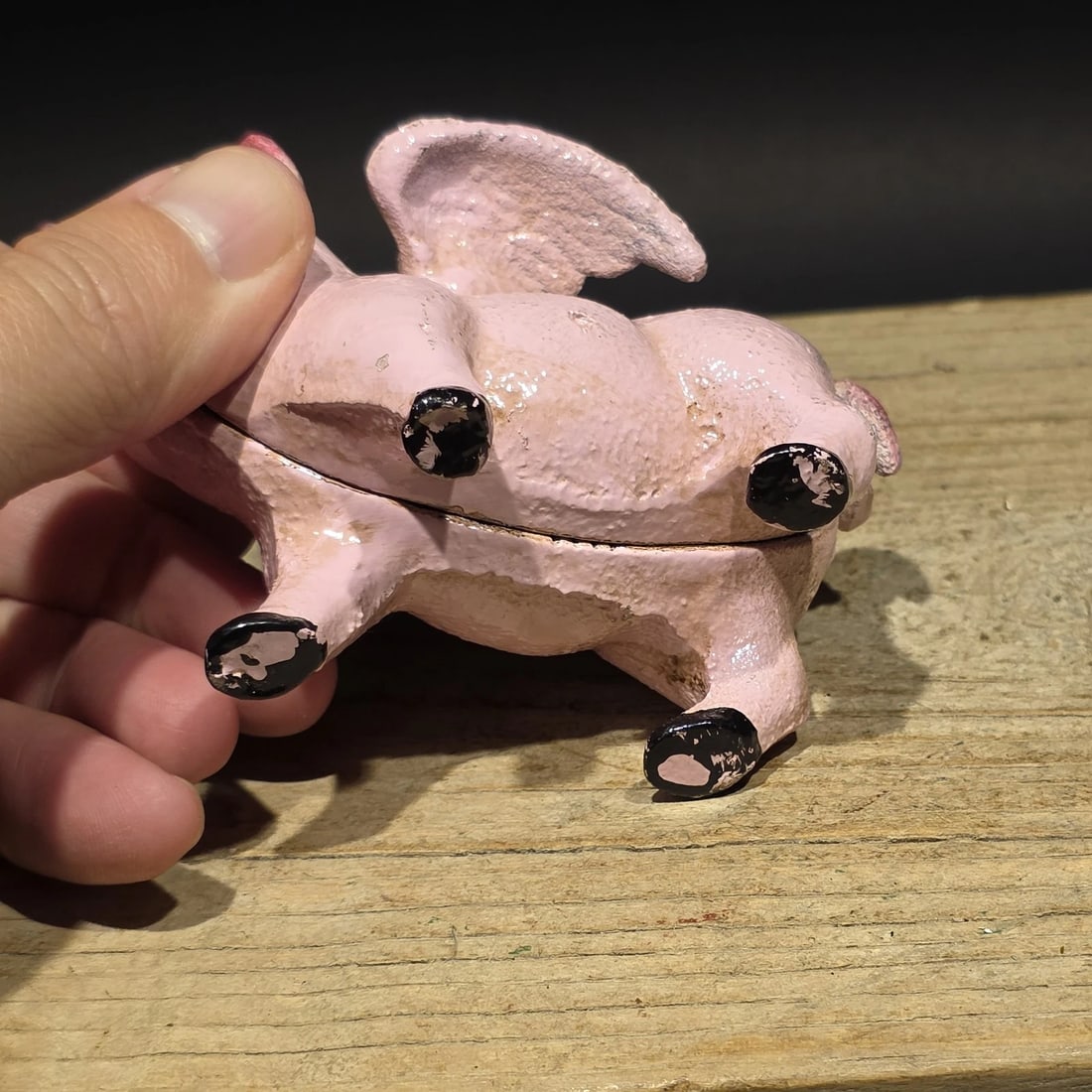 4" Cast Iron Flying Pig Coin Bank - 3