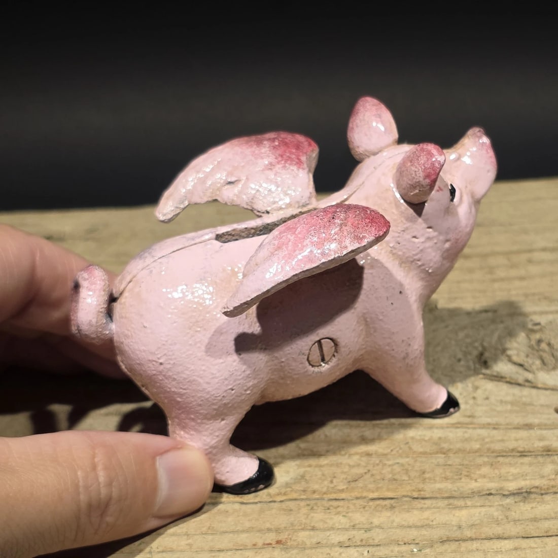 4" Cast Iron Flying Pig Coin Bank - 5