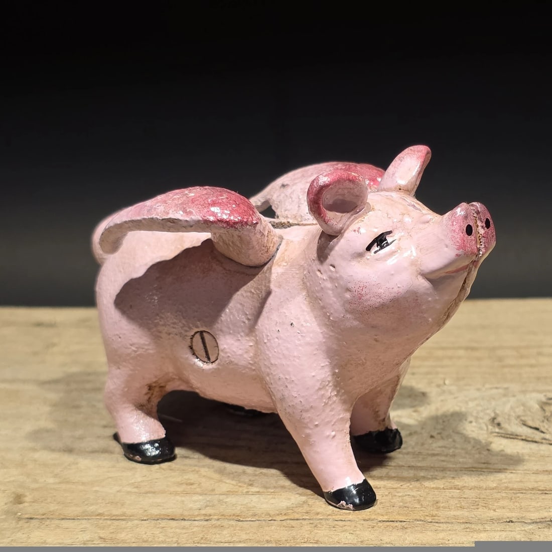 4" Cast Iron Flying Pig Coin Bank - 7