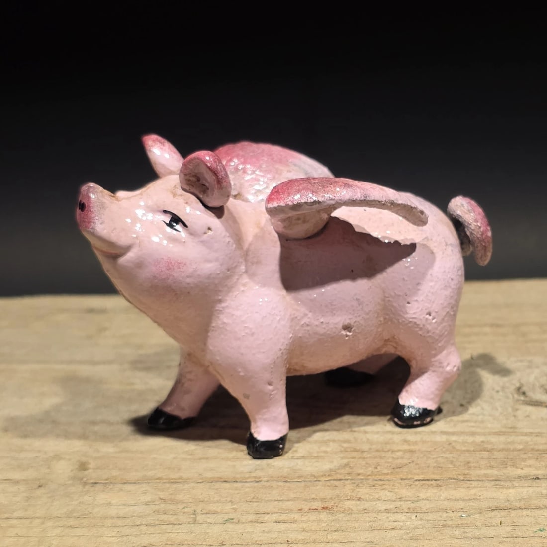 4" Cast Iron Flying Pig Coin Bank - 8
