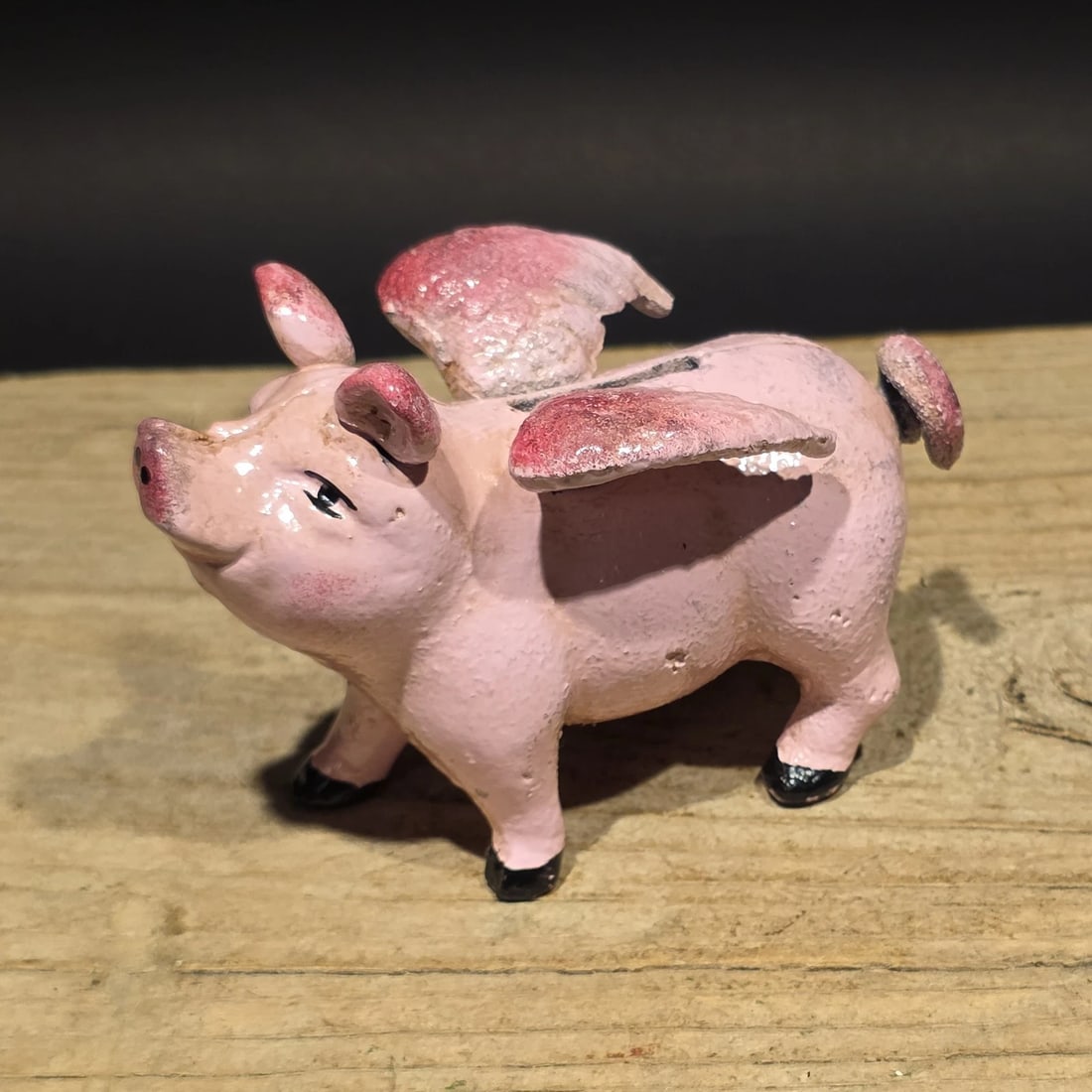 4" Cast Iron Flying Pig Coin Bank - 9