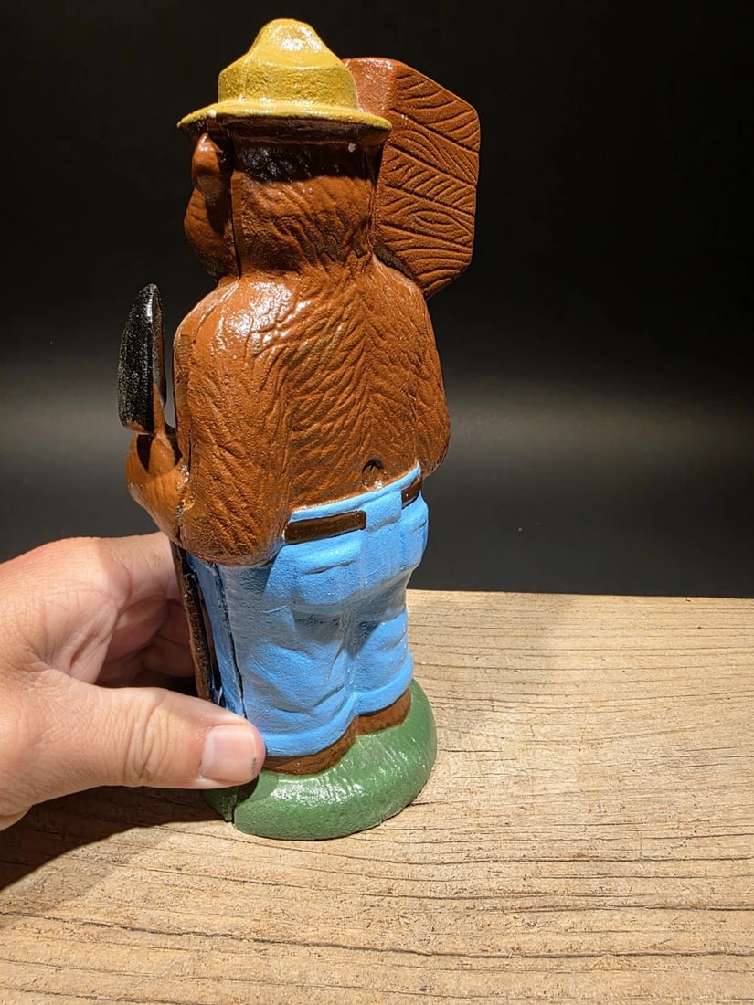 8" Cast Iron Smokey The Bear Coin Bank - 10