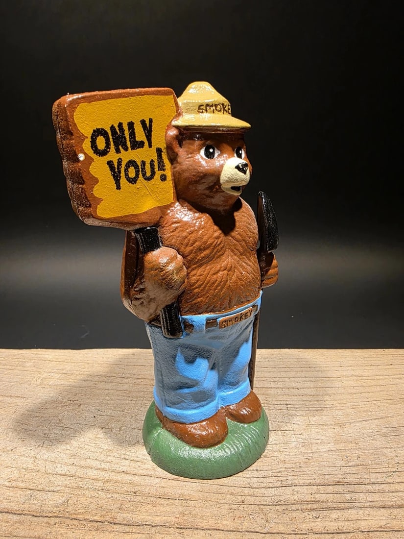 8" Cast Iron Smokey The Bear Coin Bank - 7