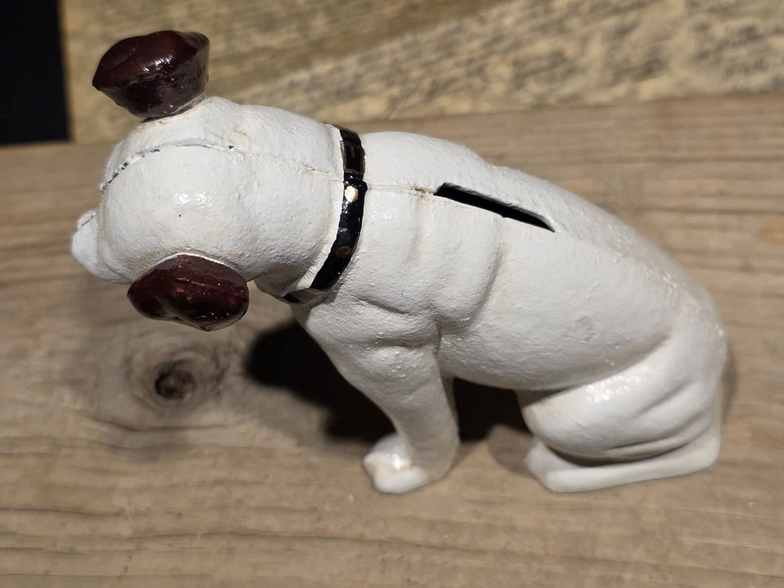 6" Nipper Dog Cast Iron Coin Bank - 13